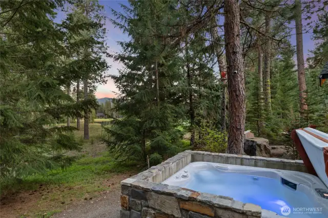 Private hot tub setting