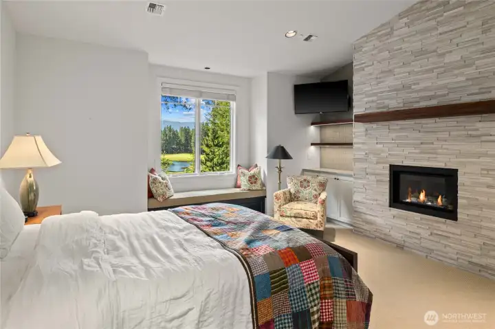 Upstairs ensuite bedroom with fireplace