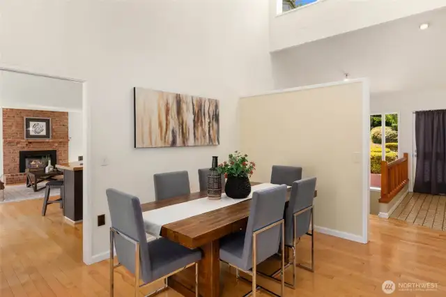 Vaulted ceilings in formal dining room