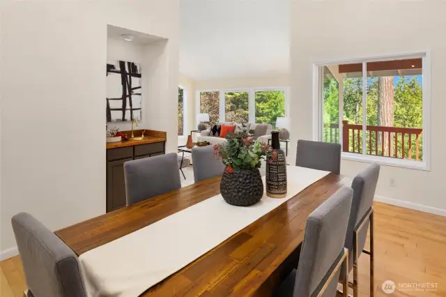 Great natural light form large windows facing private backyard