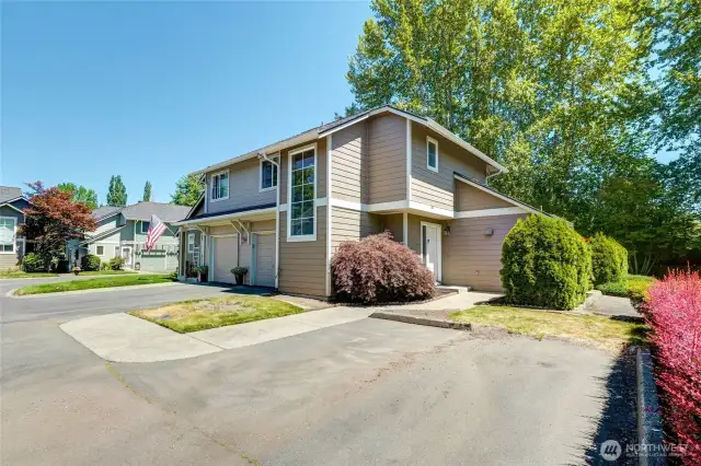 Stanton Village #16. Nice two story townhome in quiet private setting. Single garage + single space in front of garage. 3 bedrooms, 2.25 baths (full+3/4+1/2 bath), corner location. Nearby guest parking also.