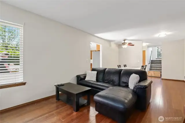View from living rom toward kitchen and hallway