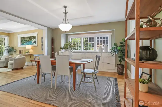 Open and connected, nestled between the living room and kitchen.