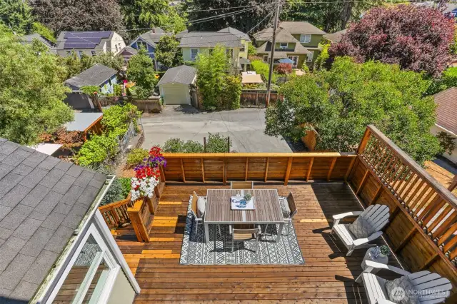 Perched above the backyard, this private retreat deck provides a tranquil space to unwind while enjoying open views and added separation from neighboring homes.