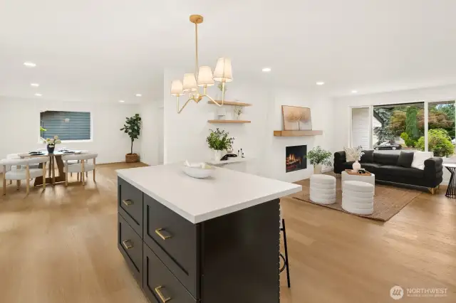 Beatifully updated lighting with gold fixtures.
