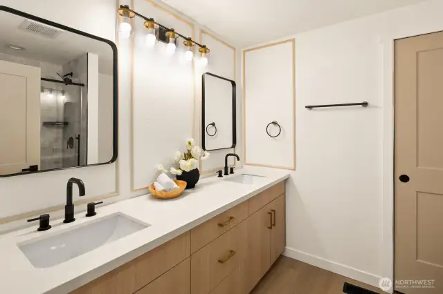 Second bathroom with double sinks