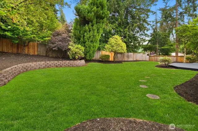 Fully fenced backyard and room for yard games