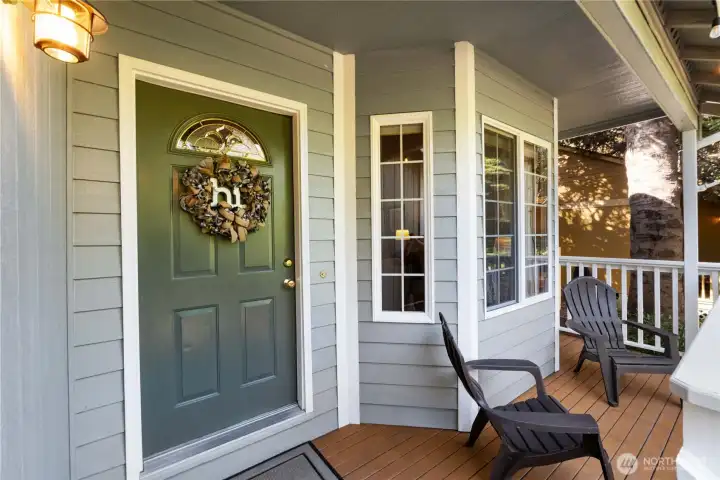 The porch begs to be hung out on. All homes in the northwest are better with a covered outdoor spot to hang when it rains.