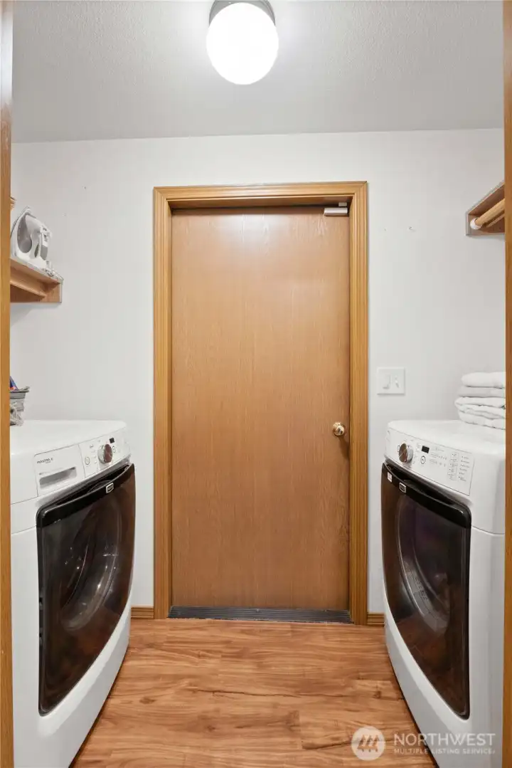 Laundry to garage.