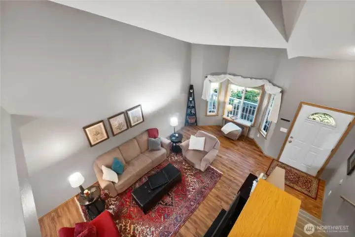 A view from the top of the stairs.