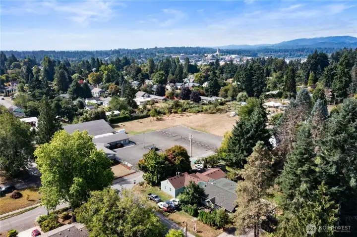This birds eye view is looking southwest.