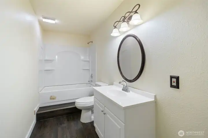 Lower level bath room.  Recently remodled.
