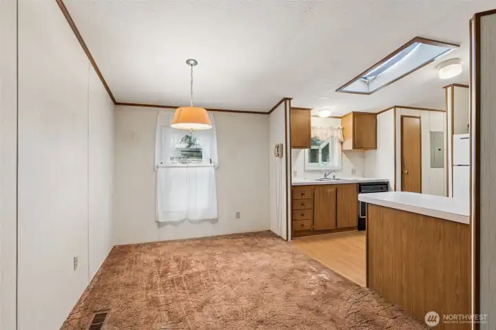 Dining room is open to the kitchen.