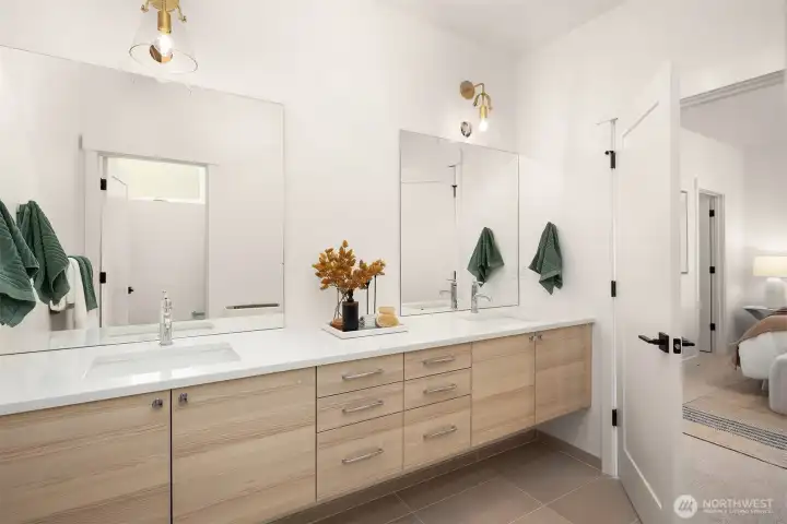 Photos from model home. Large primary bathroom