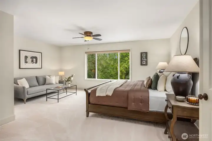 Upstairs, the primary retreat offers a private, calming escape, overlooking the greenbelt and complemented by generously sized secondary bedrooms, plus a versatile bonus room to adapt to your lifestyle.