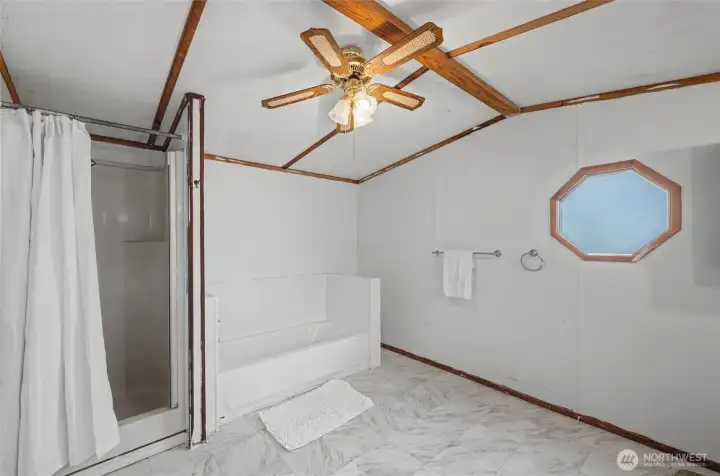 A look at the tub and the shower.