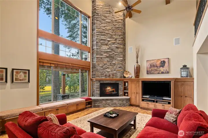 Built-in custom cabintry along great room