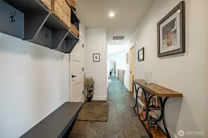 Entry from the garage with easy storage