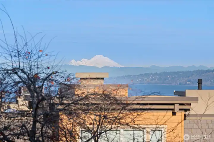 Views of Mount Baker and Puget Sound from the Living Room. Views of Mount Baker and Puget Sound from the Living Room.