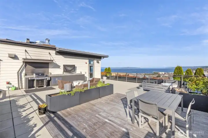 The rooftop deck will leave you breathless! From the stunning views to having a barbeque or watching a game on the outdoor television. The rooftop deck will leave you breathless! From the stunning views to having a barbeque or watching a game on the outdoor television.