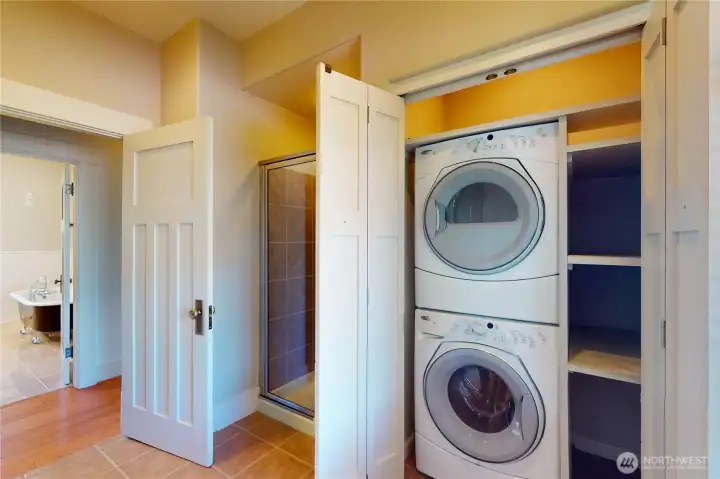 Stackable W/D in Bathroom #1, they stay with the home. Stackable W/D in Bathroom #1, they stay with the home.