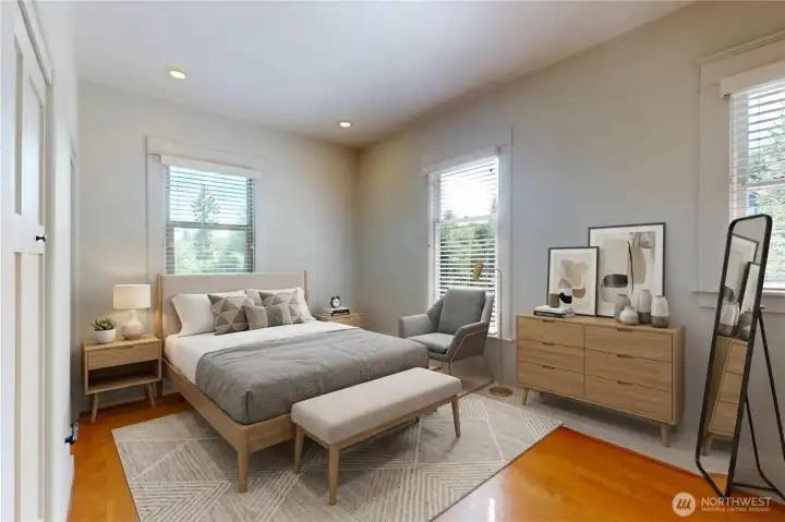 VIRTUALLY STAGED Bedroom #2 looks out over the back yard VIRTUALLY STAGED Bedroom #2 looks out over the back yard