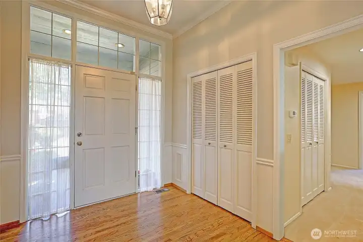 Front entry and hallway, beautiful hardwood floors
