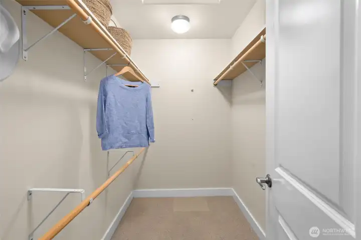 Large walk in closet in primary suite