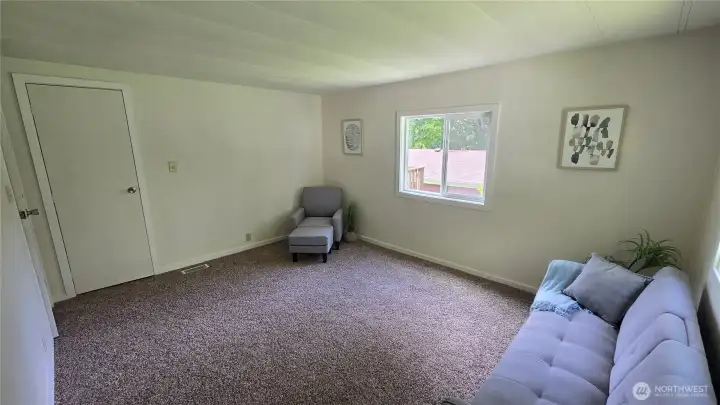 The main bedroom is quiet, peaceful and in the back of the home