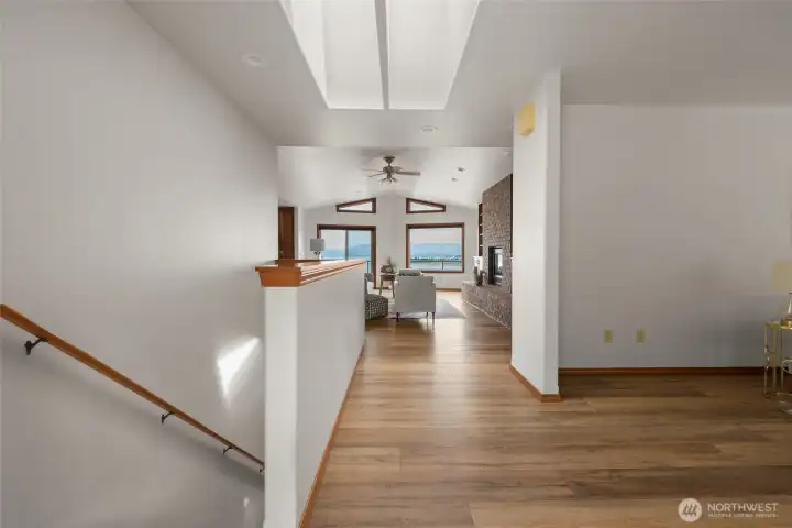 From main entrance, down the stairs is the 3rd bedroom, full bath and livingspace with gas fireplace and studio/furnace room From main entrance, down the stairs is the 3rd bedroom, full bath and livingspace with gas fireplace and studio/furnace room