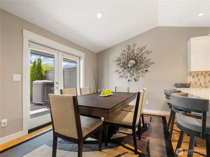 The double French doors lead out to the back patio.