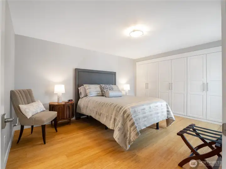 The primary suite has a lot of room and closet space.