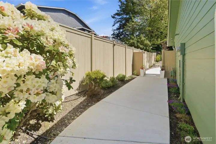 North side yard with walkway leading to DADU.