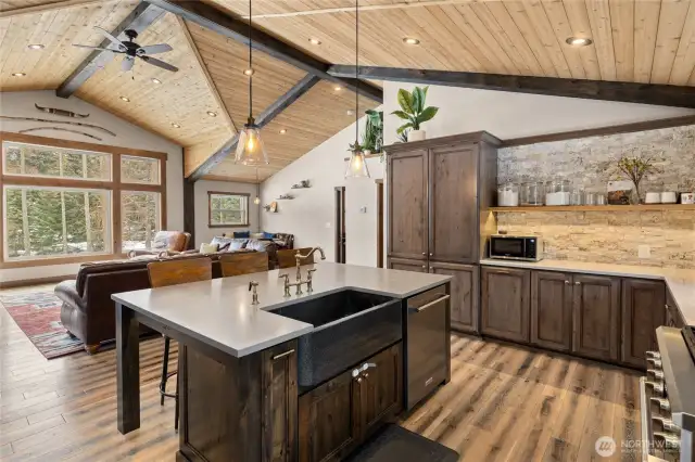 Open concept kitchen with large island.