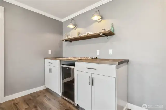 Custom Built-In Bar with Beverage Fridge