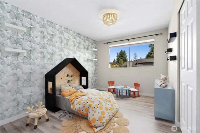 This room is virtually staged and shows what it could look like
