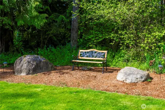 Quiet sitting area in the woods.