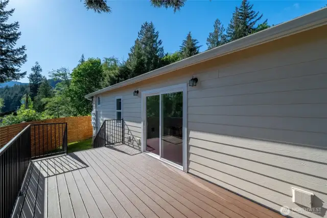 Another photo of the back deck that leads to the lower yard.