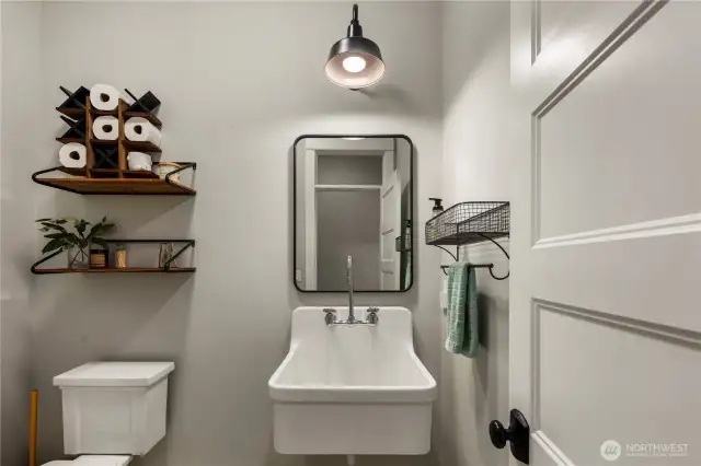 1st floor half bathroom next to the living room for easy access.