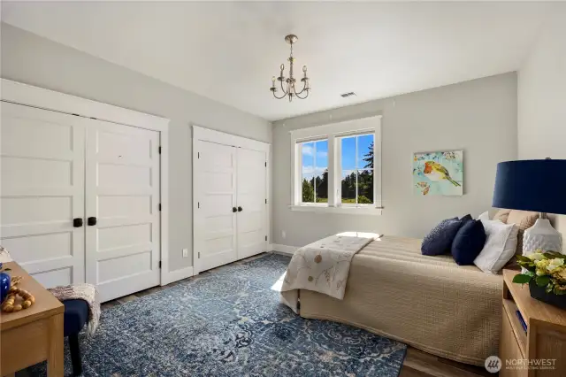 First of four bedrooms on the second floor. Double closets is always a bonus!