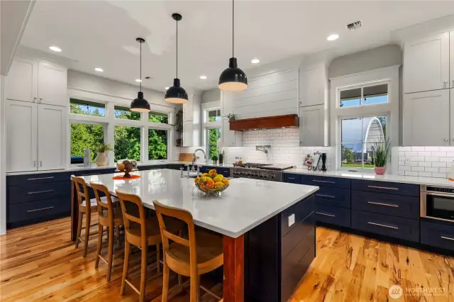Spacious kitchen with ample counter space.
