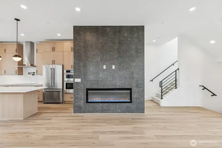 Fireplace for ambiance or as a heat source.