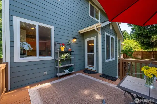 Looking back to the home, from the deck off the kitchen and dinette area.