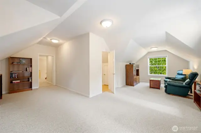 The 2nd primary bedroom could be for many uses. Guests, MIL, whatever are your needs and wants. Spacious with tons of storage set up in the attic spaces.