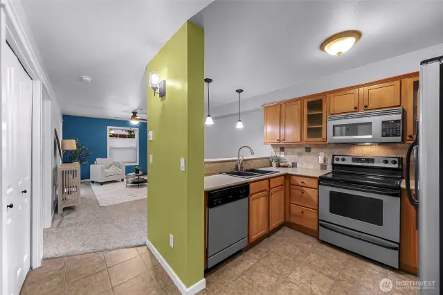 Open layout and pops of color.