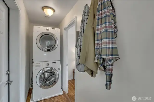 Washer and dryer. Garage access to the left.