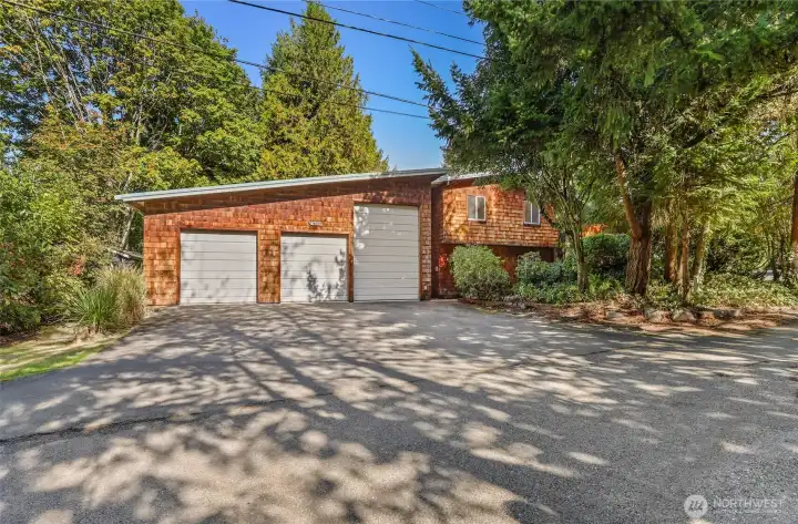 Oversize driveway recently refinished.