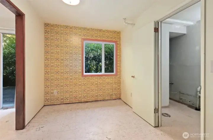 Flex room in the basement.  Utility room in the background with washer/dryer hookups and also plumbed for toilet.