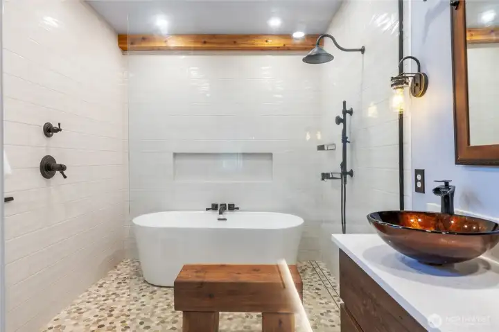 Relax in the spa style primary bath