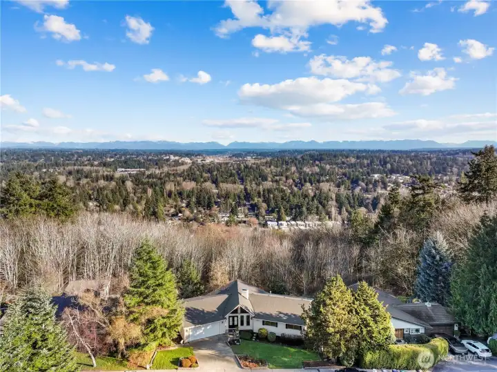 At night you can see the lights of Totem Lake